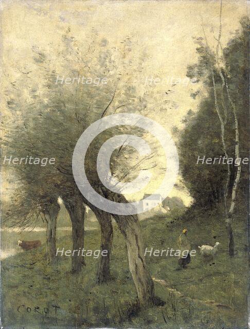 Landscape with Pollard Willows, 1840-1875. Creator: Jean-Baptiste-Camille Corot.