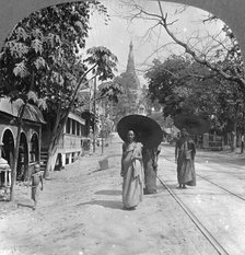 Pagoda Road to the Shwedagon Pagoda, Rangoon, Burma, 1908. Artist: Stereo Travel Co