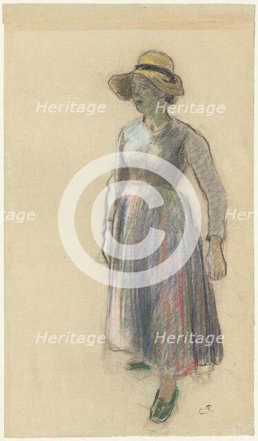 A Peasant Girl in a Straw Hat, c. 1892. Creator: Camille Pissarro.