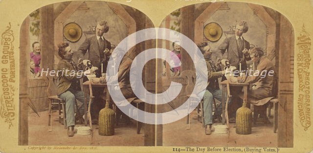The Day Before Election, (Buying Votes.), 1876. Creator: L. Melander & Bro.