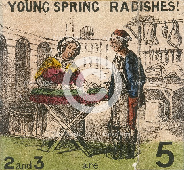 'Young Spring Radishes!', Cries of London, c1840. Artist: TH Jones