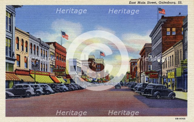 East Main Street, Galesburg, Illinois, USA, 1940. Artist: Unknown