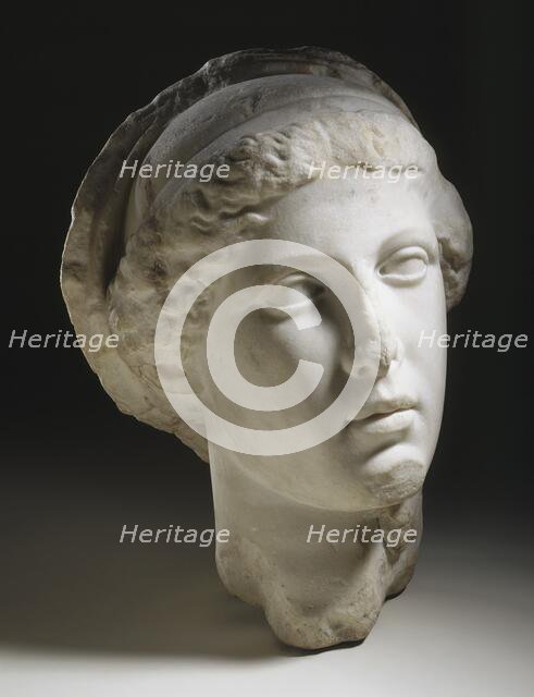 Head of a Woman or Goddess, perhaps Demeter, c.98-117. Creator: Unknown.
