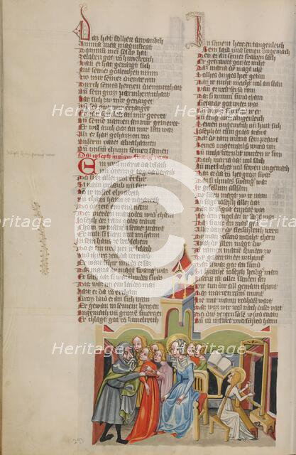 The Virgin Mary, Accompanied by Seven Virgins, Announces her Pregnancy to Joseph, about 1400-1410. Creator: Unknown.