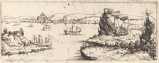 Landscape with Sail Boats [bottom plate], 1546. Creator: Augustin Hirschvogel.