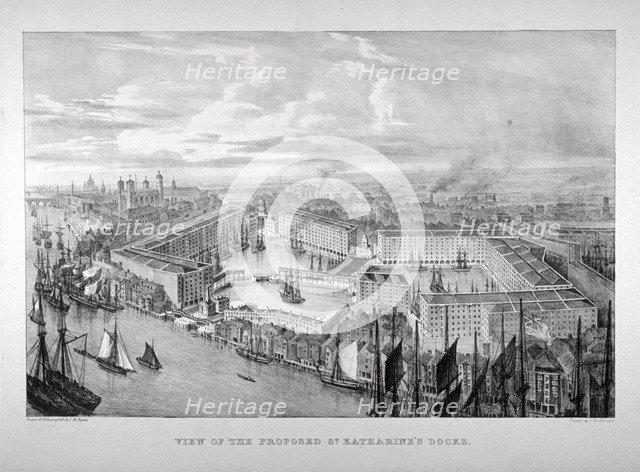 View of the proposed St Katharine's Dock, London, c1825.  Artist: Thomas Mann Baynes