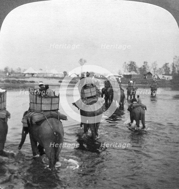 Returning to camp after a day's shoot in the Behar jungle, India, 1909.Artist: Underwood & Underwood