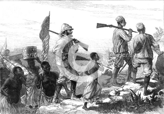 The Finding of Dr. Livingstone: Mr. Stanley and his retinue in Africa, 1872. Creator: Unknown.