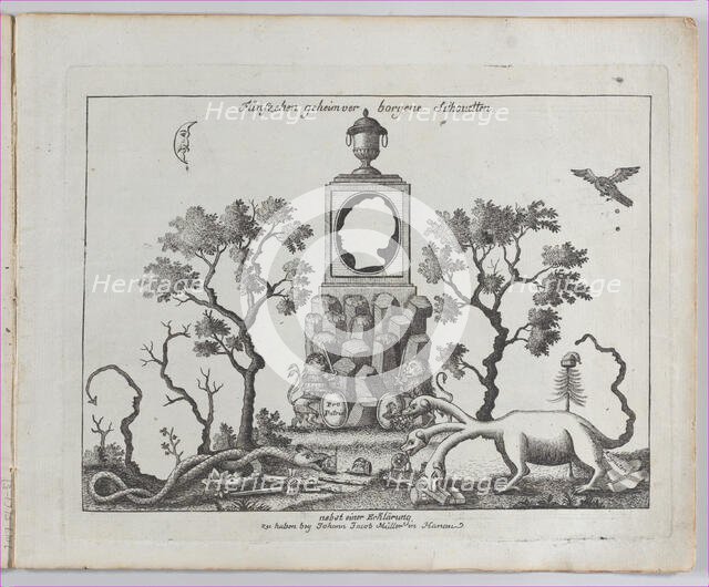 Landscape containing fifteen silhouettes, 1793-1800.,  Creator: Anon.