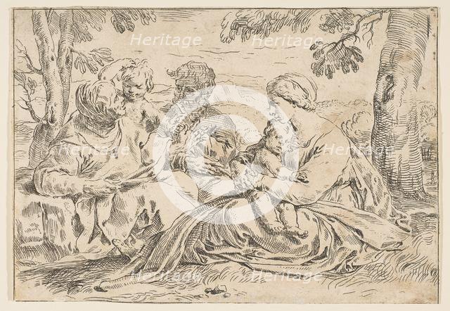Holy Family with Saint Elizabeth and Saint John the Baptist, copy in reverse a..., ca.1639 or after. Creator: Unknown.
