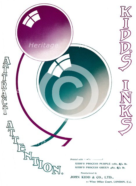 'Kidd's Inks advert - Attract Attention', 1907. Artist: John Kidd & Co.