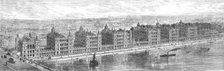 Proposed new buildings of St. Thomas's Hospital at Stangate, Lambeth, above Westminster Bridge, 1865 Creator: Unknown.