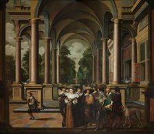 Gallery of a Palace with Ornamental Architecture and Columns, 1630-1632. Creator: Dirck van Delen.
