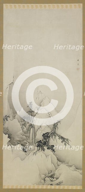 Winter landscape: a ravine, Meiji era, 1883. Creator: Kano Hogai.