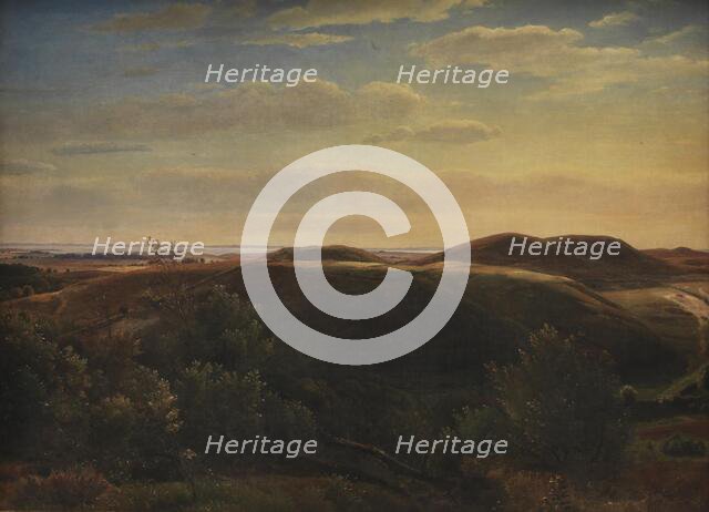 The Coast of Jutland Seen from a Hilltop in Funen, 1847-1848. Creator: Dankvart Dreyer.