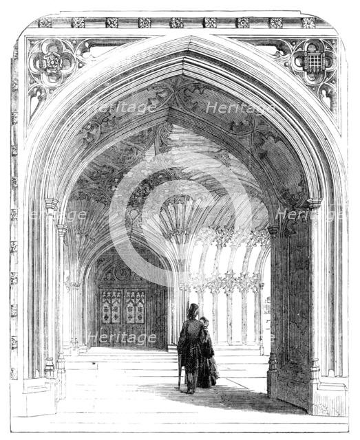 The New Houses of Parliament - the Peers' Porch, 1857. Creator: Unknown.