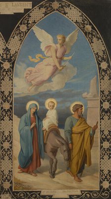 Esquisse pour l'église saint Laurent : Saint Joseph aux pieds de Jésus Christ - la Fuite..., 1878. Creator: Louis Stanislas Faivre-Duffer.