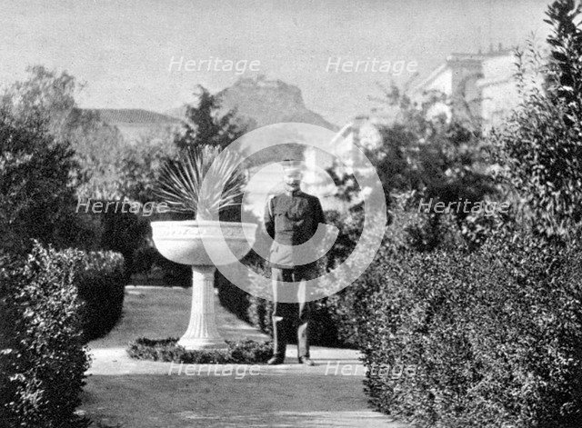 Prince Constantine (1868-1923), the Duke of Sparta, in his garden at Athens, 1908.Artist: Queen Alexandra