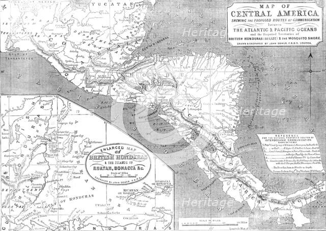 Map of Central America shewing the Proposed Routes of Communication between the Atlantic & Pacific O Creator: John Dower.