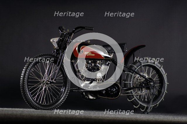 Harley Davidson OHV peashooter 1901. Artist: Simon Clay.