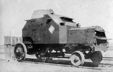 Armored car on rails, Baghdad, Iraq, 1917-1919. Artist: Unknown