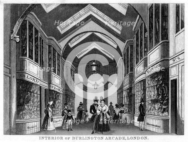 Interior of the Burlington Arcade, Westminster, London, 19th century. Creator: Unknown.