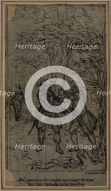 Study for Vignette-Frontispiece of Colle's "La Partie de Chasse de Henri IV", Act II, c. 1766. Creator: Hubert Francois Gravelot.