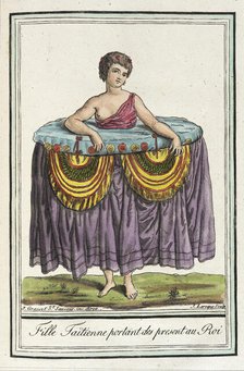 Costumes de Différents Pays, 'Fille Taïtienne Portant des Present au Roi', c1797. Creators: Jacques Grasset de Saint-Sauveur, LF Labrousse.