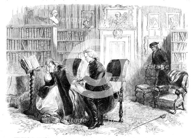 Scene from "David Garrick," at the Haymarket Theatre: Garrick...[and] Ada Ingot..., 1864. Creator: Unknown.