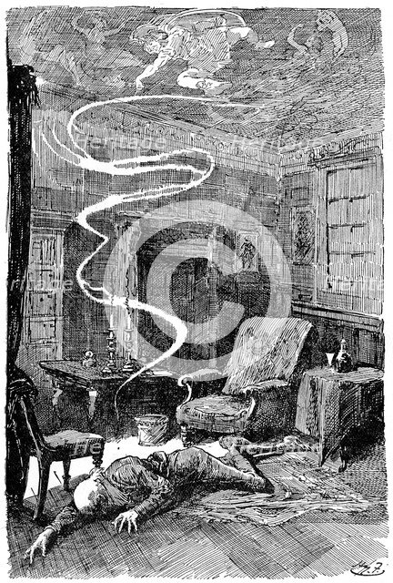 The death of Mr Tulkinghorn, 1912. Artist: Harry Furniss