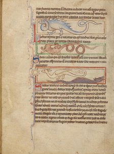 A Seps; A Lizard; A Saura; A Newt; Northumberland Bestiary, about 1250-1260. Creator: Unknown.