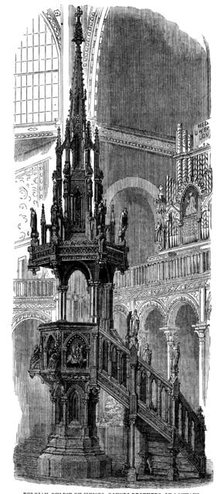 The International Exhibition: Belgian pulpit by Messrs. Goyers Brothers..., 1862. Creator: Unknown.