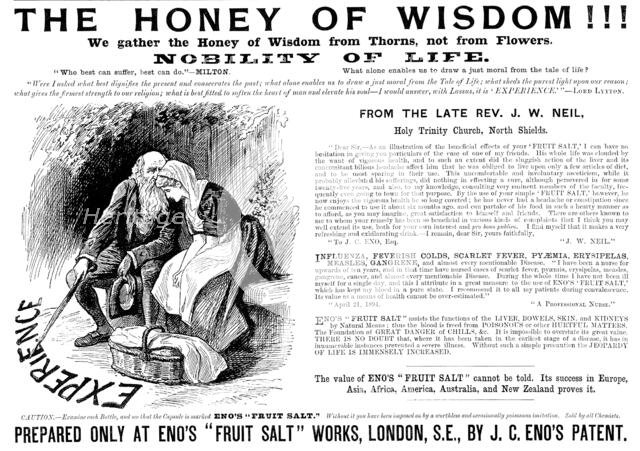 Advertisement for Eno's "Fruit Salt", 1895. Creator: Unknown.