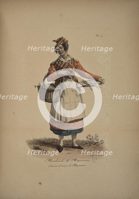 Mackerel seller. From the Series "Cris de Paris" (The Cries of Paris), 1815. Creator: Vernet, Carle (1758-1836).