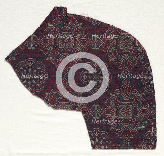 Lampas fragment with foliate medallions, 1300-1499. Creator: Unknown.