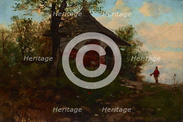 Landscape with a Wayside Shrine, c1880. Creator: Seweryn Bieszczad.