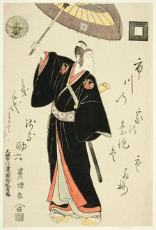 The actor Ichikawa Danjuro VI as Sukeroku in the play "Omiura Date no Nebiki," performed..., c.1799. Creator: Utagawa Toyokuni I.