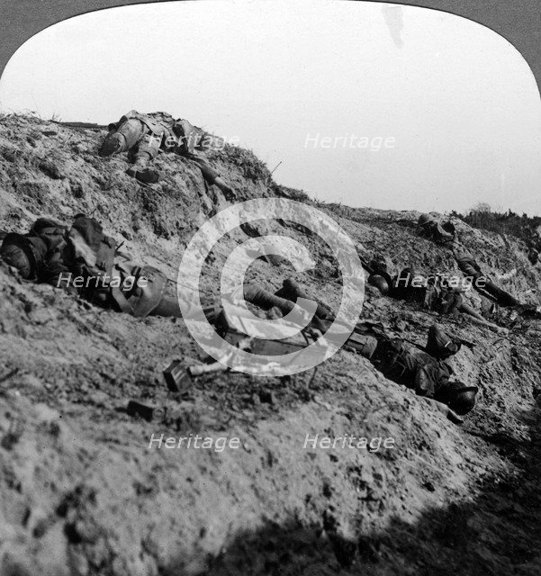 Dead soldiers, Vimy Ridge, France, World War I, 1914-1918Artist: Realistic Travels Publishers