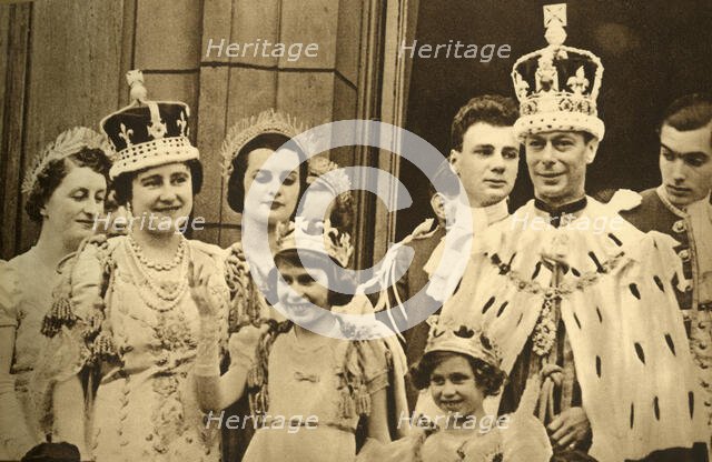 'The Royal Family on the Balcony at Buckingham Palace', 1937. Creator: Photochrom Co Ltd of London.