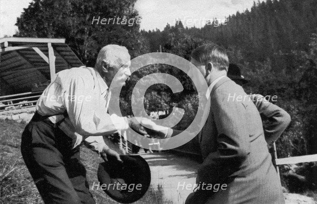 A neighbour meets Adolf Hitler, Obersalzberg, Germany, 1936. Artist: Unknown