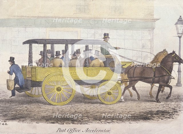 Post Office Accelerator with passengers, Holborn, London, c1830. Artist: Anon
