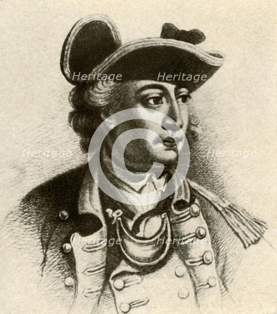 'General John Sullivan, in cocked hat edged with braid and a gorget', c1770, (1937). Creator: Unknown.