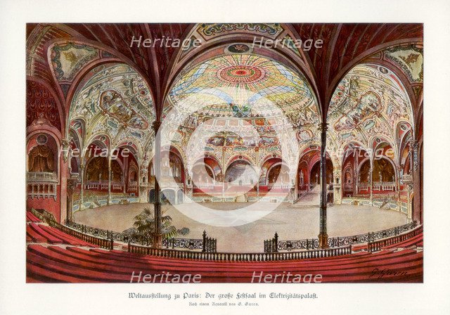 The Great Ballroom in the Palace of Electricity, Paris World Exposition, 1889, (1900).Artist: G Garen