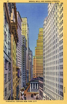 Broad, Wall and Nassau Streets, New York City, New York, USA, 1933. Artist: Unknown