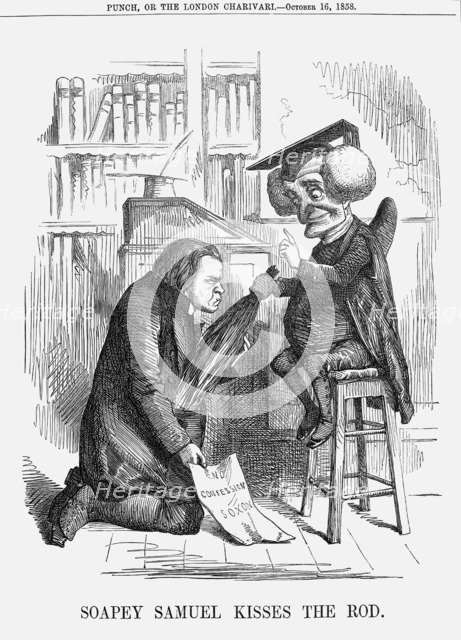 'Soapey Samuel Kisses the Rod', 1858. Artist: Unknown