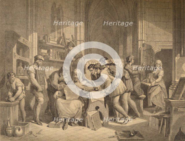 'Introduction of the Art of Printing', 1886. Artist: W Ridgway.