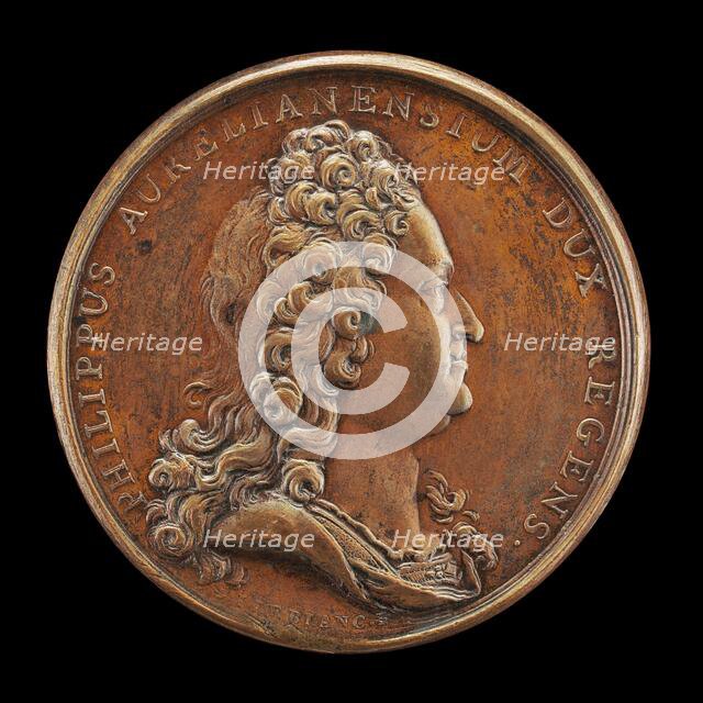 Philippe II, 1674-1723, Duc d'Orléans 1701, Regent of France 1715 [obverse], 1715. Creator: Jean Le Blanc.