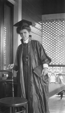 Unknown lady in graduation cap and gown, c1900s. Creator: Robert Augustus Henry L'Estrange.