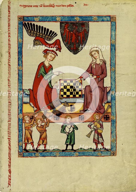 Margrave Otto IV of Brandenburg Playing Chess (From the Codex Manesse), Between 1305 and 1340. Artist: Anonymous  