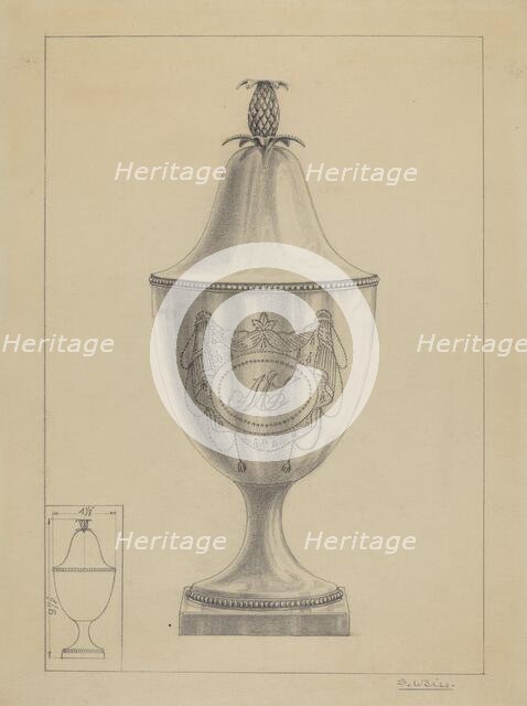 Silver Covered Sugar Urn, 1935/1942. Creator: Simon Weiss.